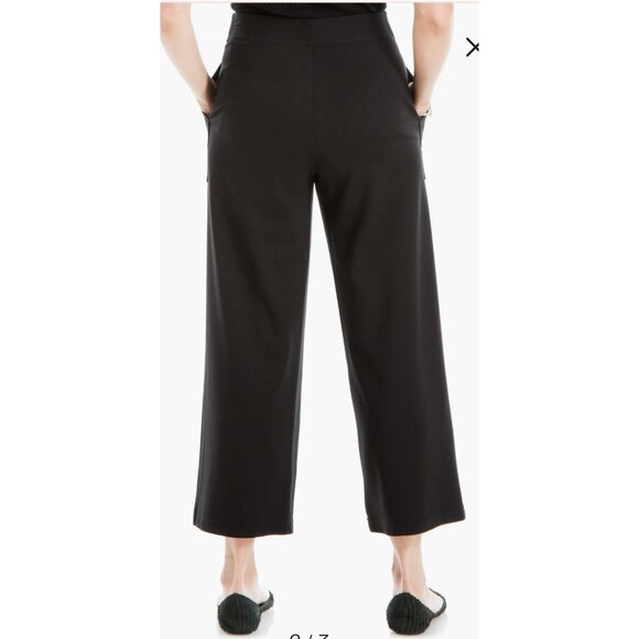 Max Studio Cropped Wide Leg Ponte Pull On Trousers Black S NWOT - Picture 2 of 8